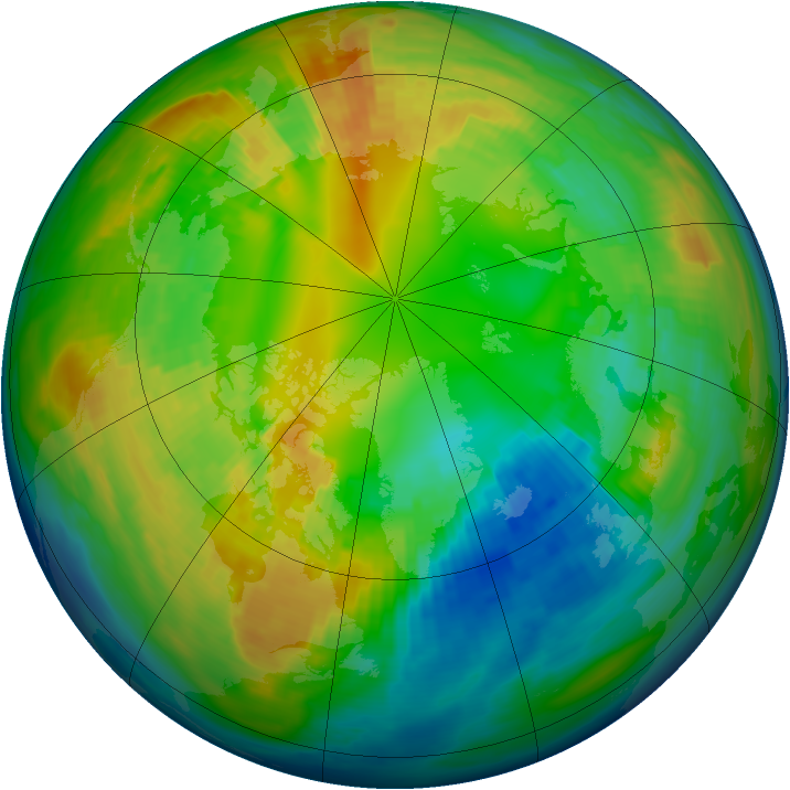 Arctic ozone map for 19 February 1993